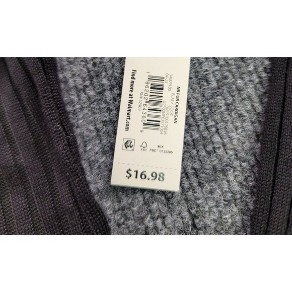 No Boundaries Womens Ribbed Cardigan W/ Faux Fur Removable Collar Small (3-5) - Picture 3 of 5